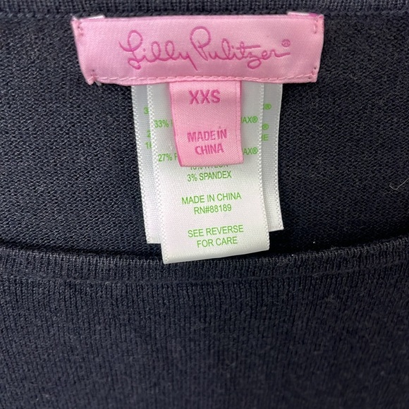 Lilly Pulitzer Ramona Fringe Sweater Long Sleeve Navy Size XXS - Picture 4 of 5